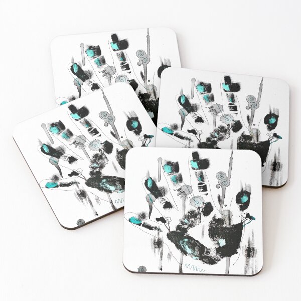 Item preview, Black and Teal Abstract Handprint designed and sold by korynaq.