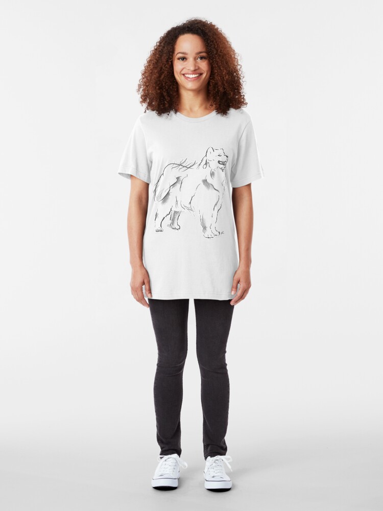 Alternate view of Samoyed Drawing Slim Fit T-Shirt