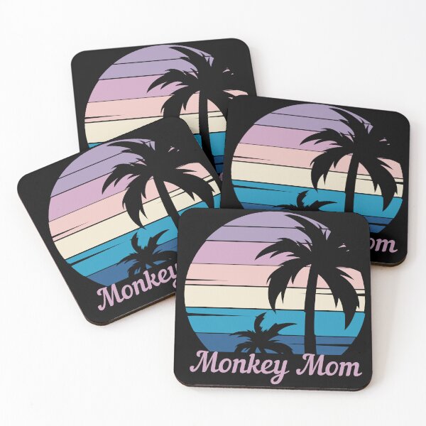 Item preview, Monkey Mom - Vintage Palm Tree Sunset,  Good Vibes, Self Love  designed and sold by Sun Sand & Sea Art.
