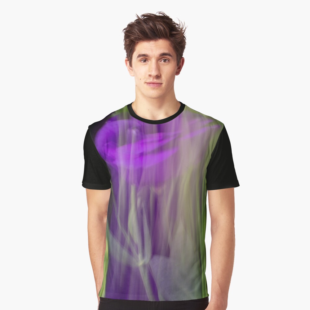 Fleur Blur-Abstract Purple Flower Photo Graphic T-Shirt