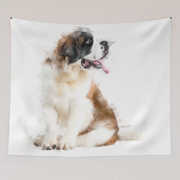 Aperçu de l'œuvre Aquarelle représentant un Saint Bernard créée et vendue par Typeglyphs.