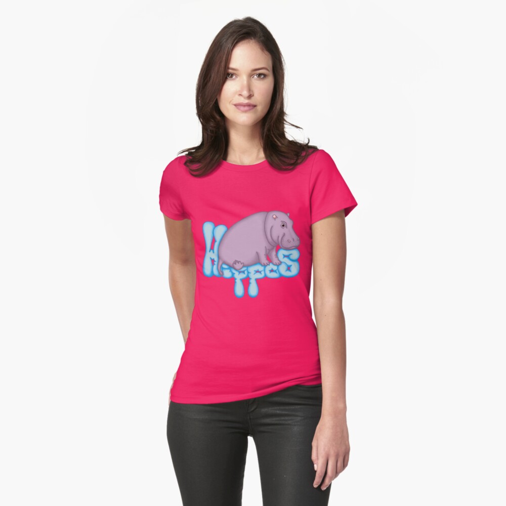 Squashy Hippo - Aqua Fitted T-Shirt