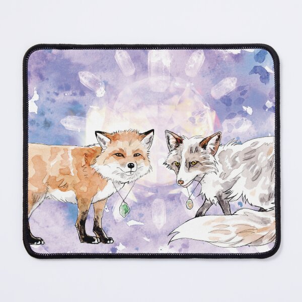 Item preview, Gemstone Foxes - Jade & Opal designed and sold by Heather Malone Illustration.