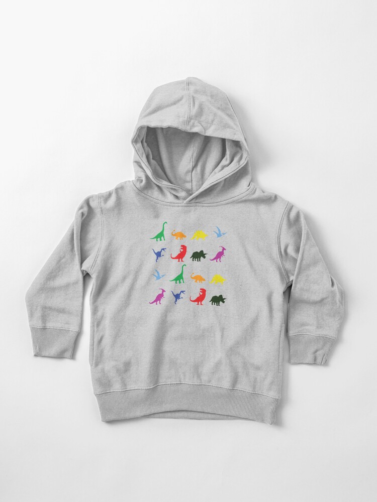 Thumbnail 1 of 5, Toddler Pullover Hoodie, Fun Dinosaur Pattern (Black Background) designed and sold by jezkemp.