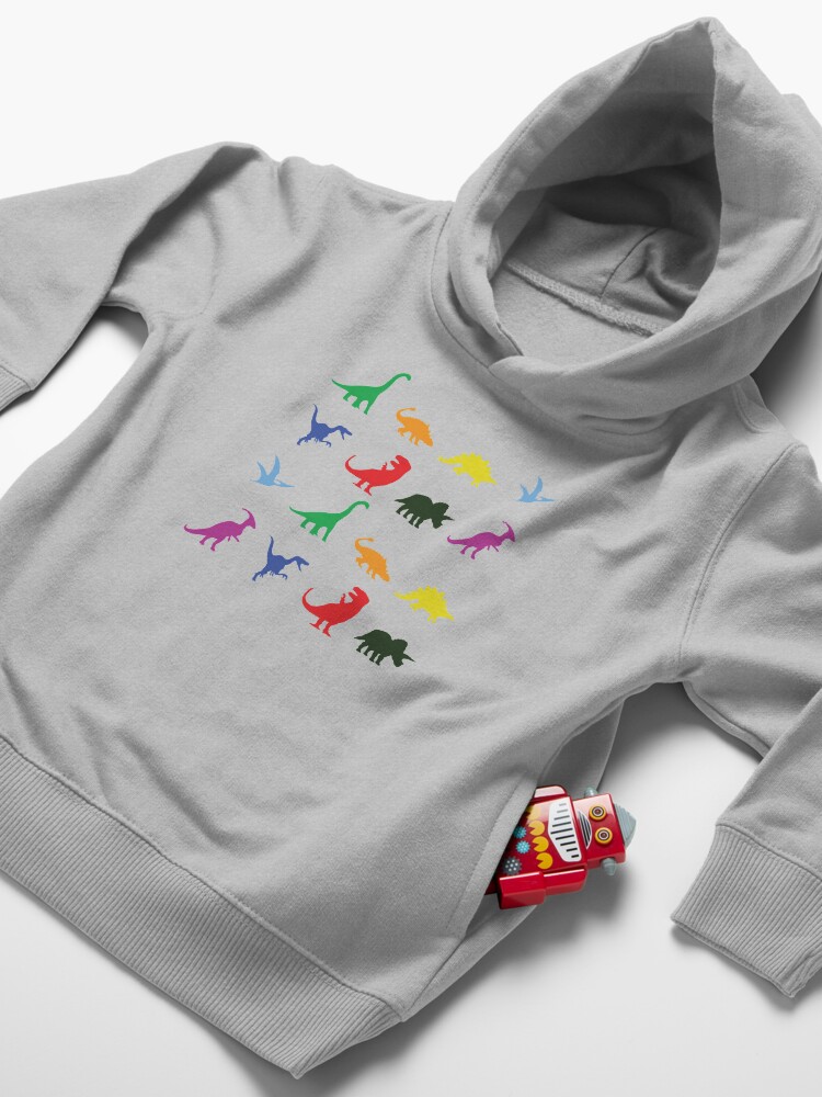 Thumbnail 4 of 5, Toddler Pullover Hoodie, Fun Dinosaur Pattern (Black Background) designed and sold by jezkemp.