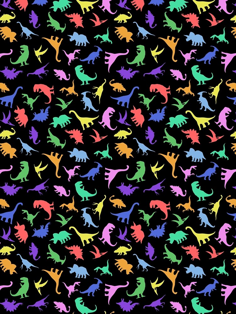 Fun Dinosaur Pattern (Black Background) by jezkemp