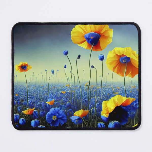 Item preview, Beautiful Surreal Blue and Yellow Poppies designed and sold by The Oracle of Surrealism Sublime Consciousness.