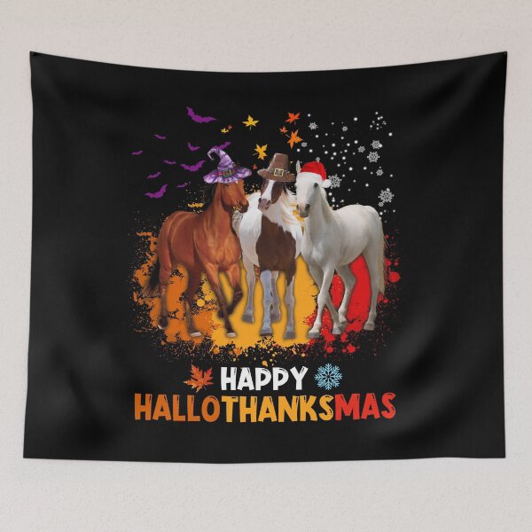Item preview, Happy Halothanksmas halloween happy Horse scary vintage designed and sold by beckadamr.