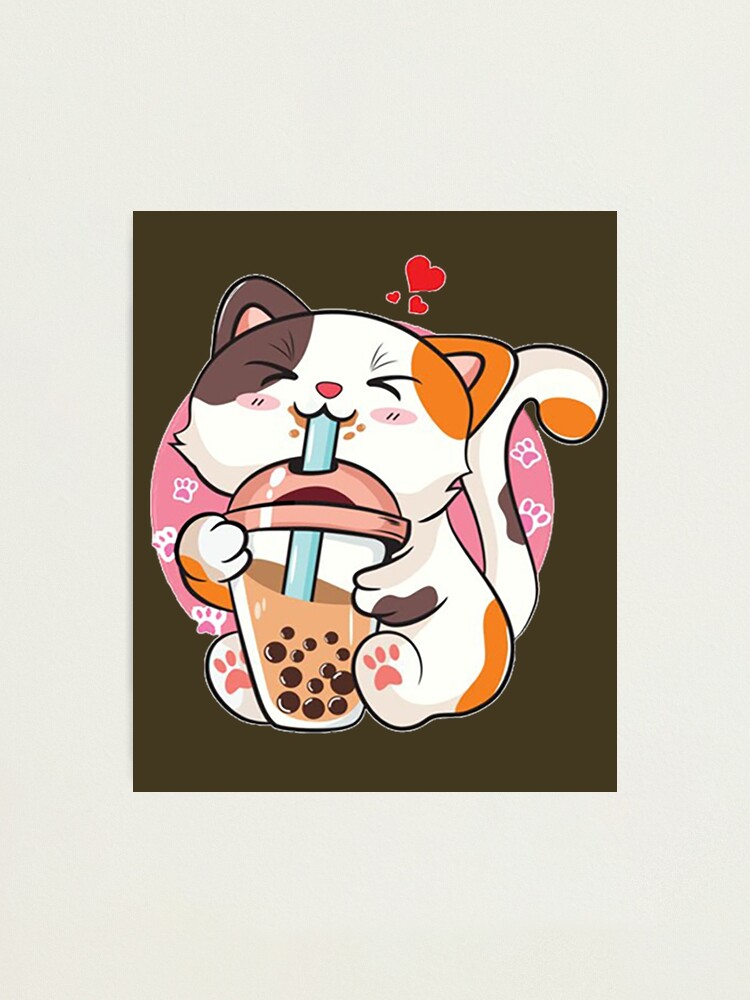 Cat Boba Tea Bubble Tea Anime Kawaii Neko Photographic Print For Sale