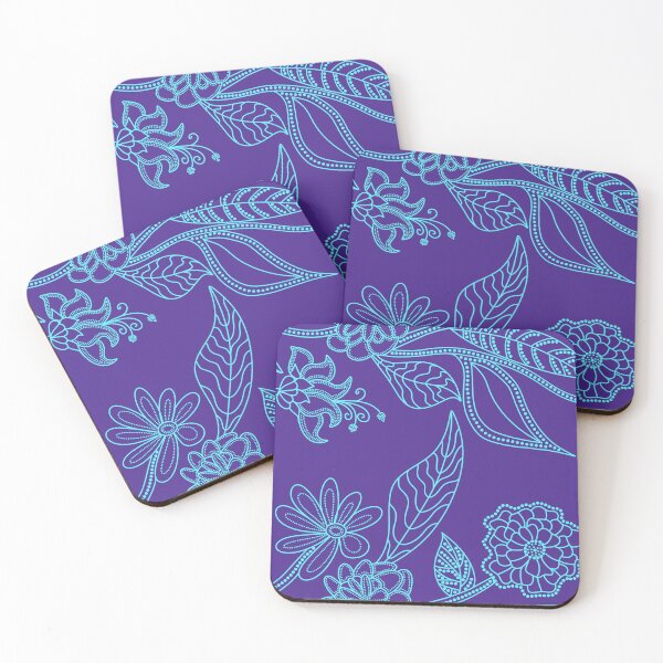 Item preview, Aqua String of Pearl Flowers on Purple designed and sold by Suziness Designs.