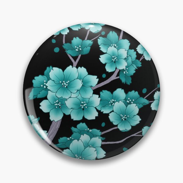 Item preview, Falling teal blue Sakura Cherry Blossom on black designed and sold by arterialmotive.