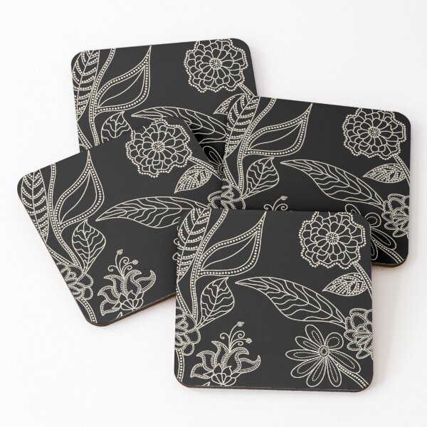 Item preview, Cream String of Pearl Flowers on Black designed and sold by Suziness Designs.