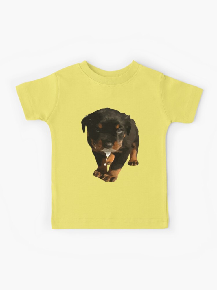 Cute Rottweiler Puppy Drooling Milk Vector Art Cut Out | Kids T-Shirt