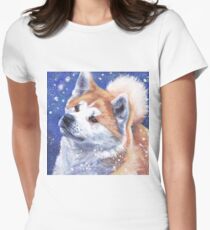 Japanese Akita Fine Art Painting Women's Fitted T-Shirt