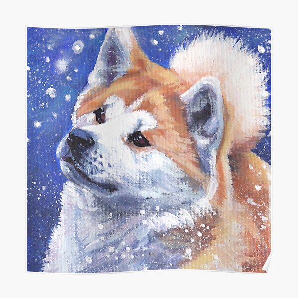 Japanese Akita Fine Art Painting Poster