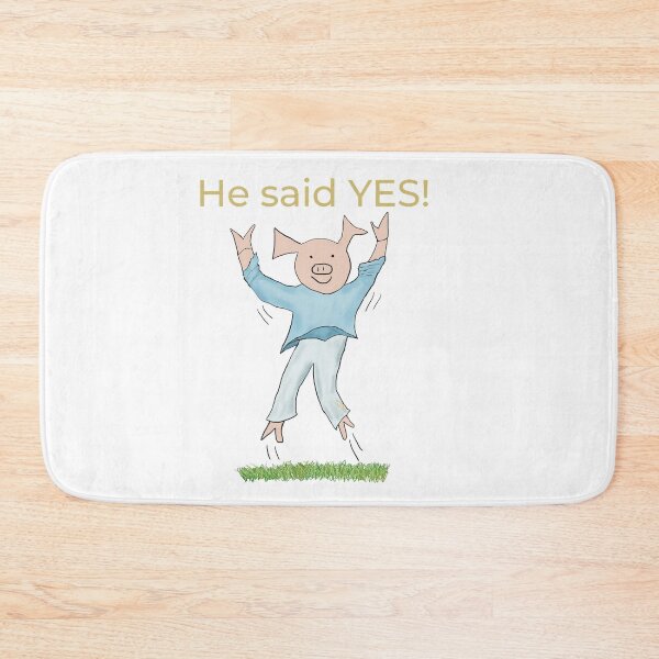 Item preview, He said yes! White, Engagement, proposal, moving in together, going steady, dating, celebrate, elated cute pig. Yes! designed and sold by PiggingJapan.