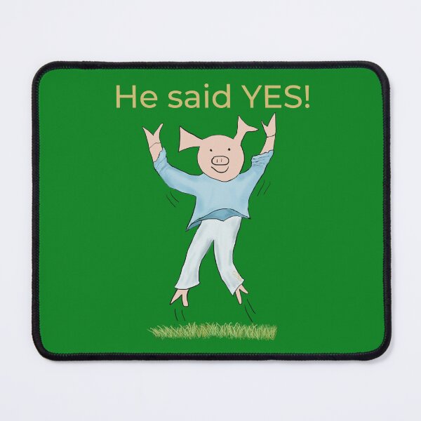 Item preview, He said yes! Green, Engagement, proposal, moving in together, going steady, dating, celebrate, elated cute pig. Yes! designed and sold by PiggingJapan.