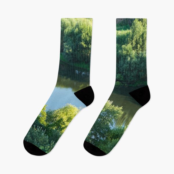 Item preview, Framed Fluidity - Maritsa River Verdant Riverbanks from Above designed and sold by Georgia Mizuleva.