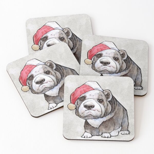 Item preview, Olde English Bulldogge Dog Christmas Cartoon Style Cute Bulldog designed and sold by Weirdarto.