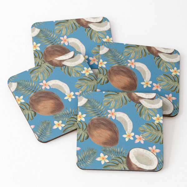 Item preview, Coconuts About You Tropical Vintage Pattern (Turquoise Blue) designed and sold by ‧͙⁺˚*･༓☾ Moon Saikia ☽༓･*˚⁺‧͙.