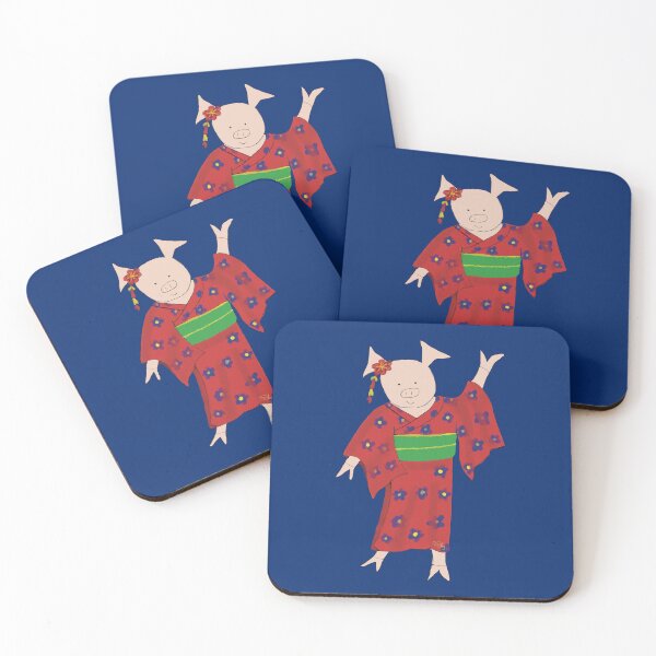 Artikelvorschau, Japanisches Sommerfest tanzendes Schwein. Yukata-Stil, grün. Tänzer entworfen und verkauft von PiggingJapan.