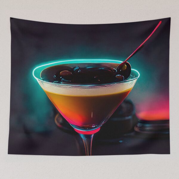 Aperçu de l'œuvre Esthétique Néon - Espresso Martini | cocktail | Oeuvre | Illustration créée et vendue par DadoDesigns.