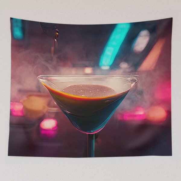 Aperçu de l'œuvre Esthétique Néon - Espresso Martini | cocktail | Oeuvre | Illustration créée et vendue par DadoDesigns.