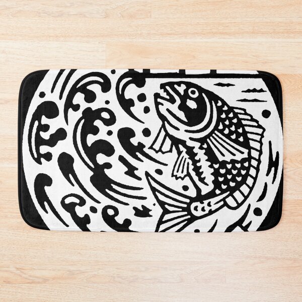 Item preview, Japanese manhole with fish breaching waves - White Inverted designed and sold by mattraski.