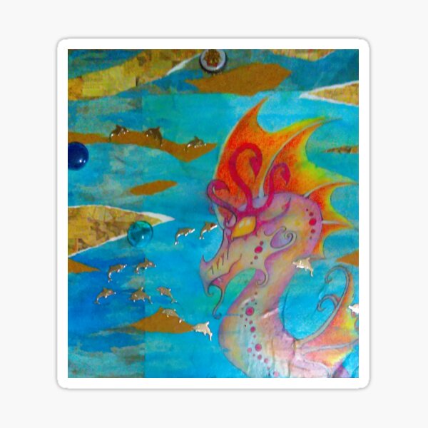 Item preview, Sea Dragon mixed media found object collage designed and sold by DoubleBrandyStudio .