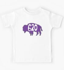 Hand Drawn Kansas Buffalo 620 Purple Gray White Kids Tee