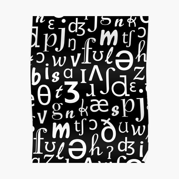 English Phonetic Sounds | Linguistics (Black) Poster