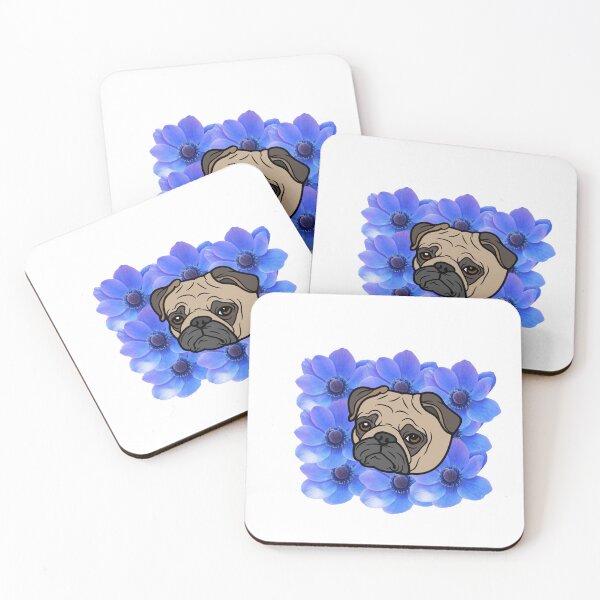 Item preview, Pug and Roses. Floral Dog. Floral pugs designed and sold by Doggymadness.