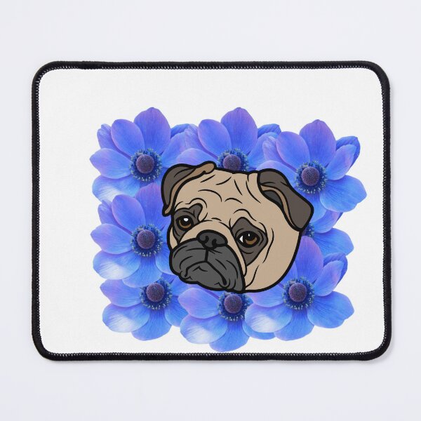 Item preview, Pug and Roses. Floral Dog. Floral pugs designed and sold by Doggymadness.