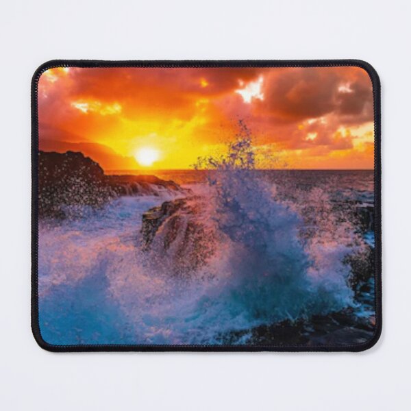 Item preview, Cute ocean splashing on rocks at sunset Art. designed and sold by BEAUTY ⭐⭐⭐⭐⭐.