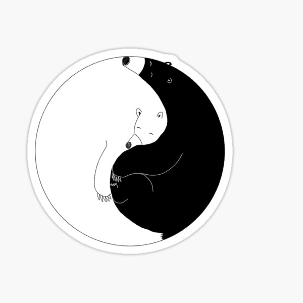 Bear Therian Ying Yang Sticker (Square) Bear Therian Ying Yang