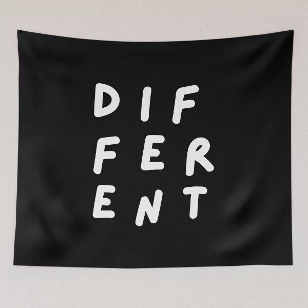 Item preview, Different. Typography. Handwritten White Text. Capitals designed and sold by JellyBeenzz.