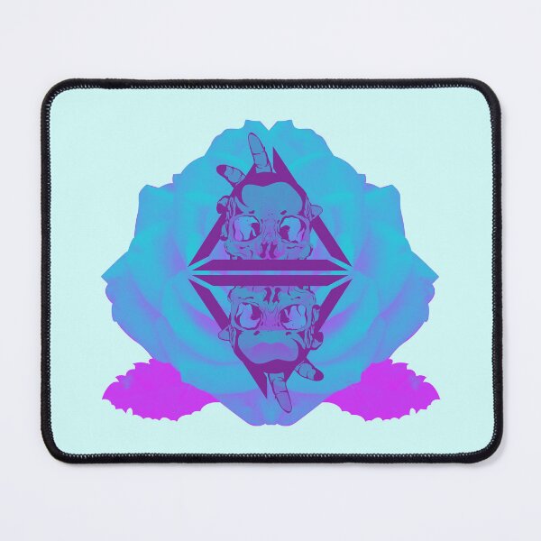 Item preview, hand-drawn dark skulls logo on cool background rose flower designed and sold by Half Mess.