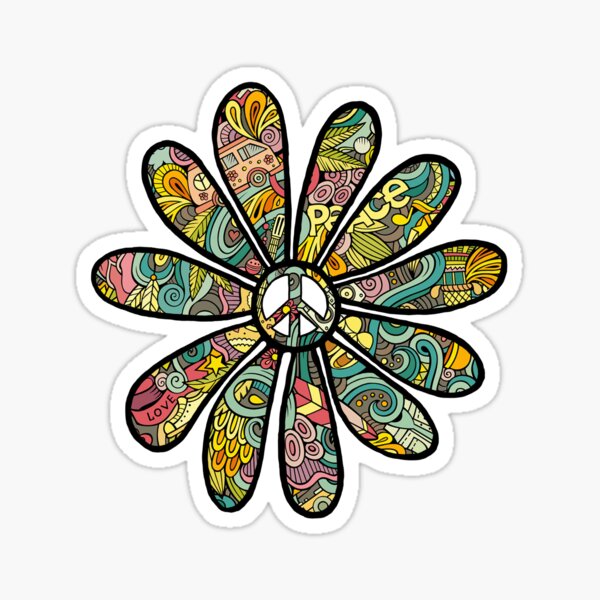 Hippy Trippy Flower Power Sticker