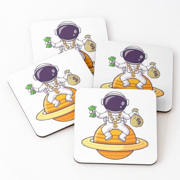 Item preview,  Cute rich astronaut with money and golden chain with a planet cartoon design. designed and sold by BEAUTY ⭐⭐⭐⭐⭐.