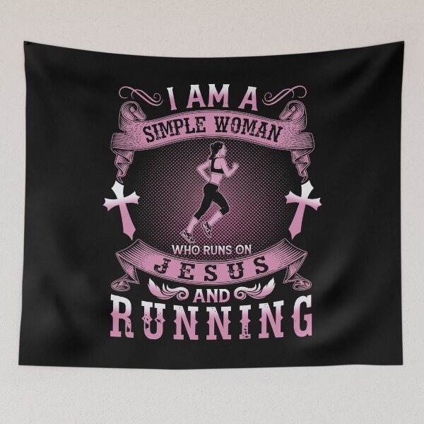 Item preview, I am A Simple Woman who runs on Jesus and running funny love cute faith quotes  designed and sold by beckadamr.