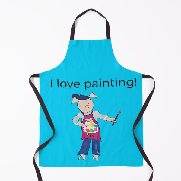 Item preview, Painting! Blue I love painting, left handed pig painter, artist. designed and sold by PiggingJapan.