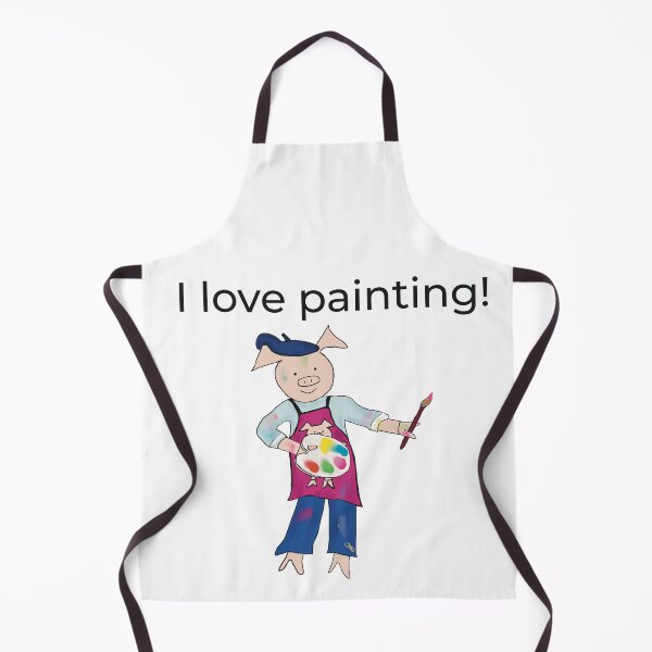 Item preview, Painting! White I love painting, left handed pig painter, artist. designed and sold by PiggingJapan.