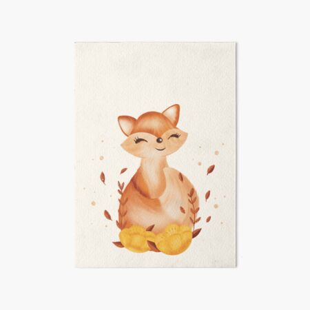 Autumn fox with flowers Art Board Print
