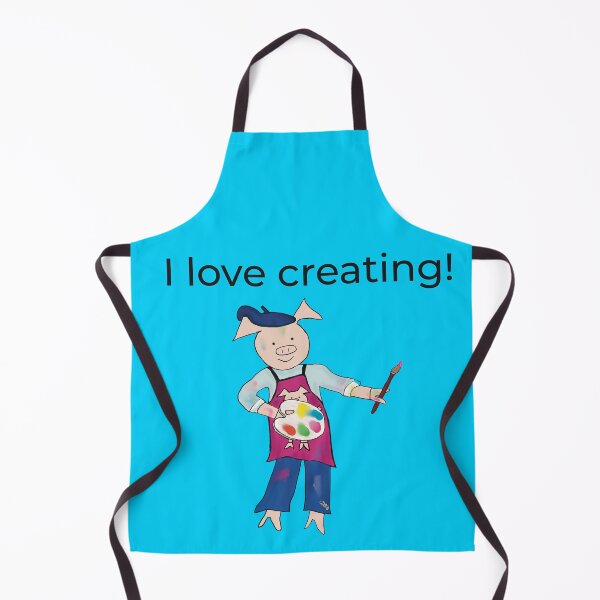 Item preview, Creating! Blue I love creating, left handed pig painter, artist. designed and sold by PiggingJapan.