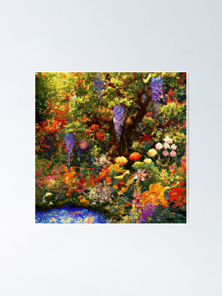Aperçu 1 sur 3. Poster avec l'œuvre Jardin de fleurs Gustav Klimt créée et vendue par maniacfitness.