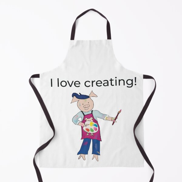 Item preview, Creating! White I love creating, left handed pig painter,artist. designed and sold by PiggingJapan.