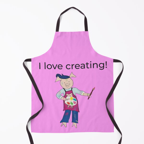 Item preview, Creating! Pink I love creating, left handed pig painter, artist. designed and sold by PiggingJapan.