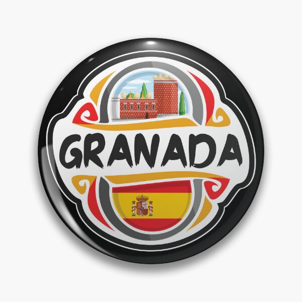 Artikelvorschau, Granada Spain Flag Badge Travel Souvenir Stamp entworfen und verkauft von TeeHome.