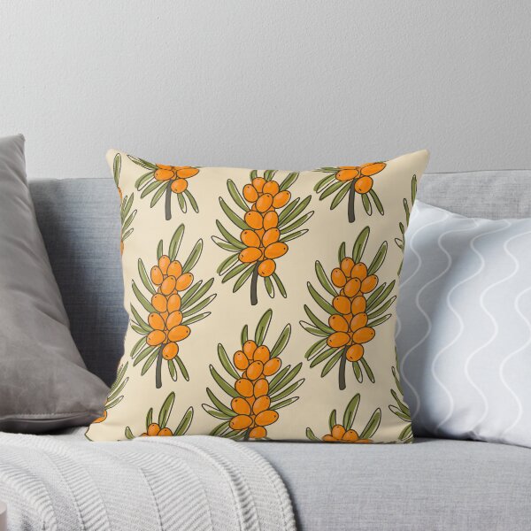 Item preview, Seamless pattern with doodle sea buckthorn branch designed and sold by Nattalu.