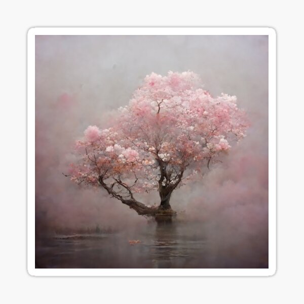 Hazy cherry blossoms Sticker